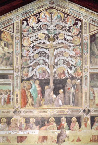 Drzewo Życia i Ostatnia Wieczerza, 1360 r. detal fresku z 85020 r. autorstwa Taddeo Gaddi
