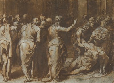 Św. Paweł przywracający do życia Eutychusa, 1529-66. autorstwa Taddeo Zuccaro