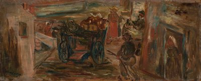 Scena rodzajowa z wozem autorstwa Tadeusz Makowski