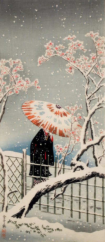 Śliwka na śniegu autorstwa Takahashi Hiroaki
