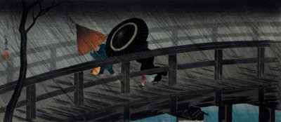 Deszcz na moście Izumi autorstwa Takahashi Hiroaki