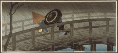 Deszcz na moście Izumi autorstwa Takahashi Hiroaki