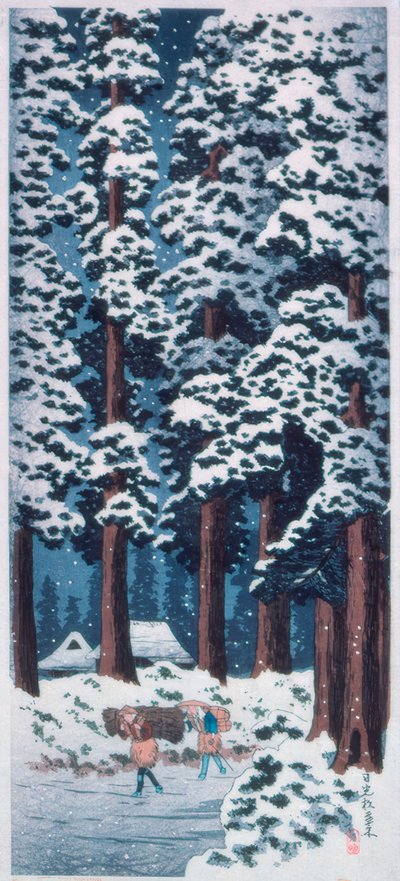 Wysadzana cedrami ulica w pobliżu Nikko autorstwa Takahashi Hiroaki