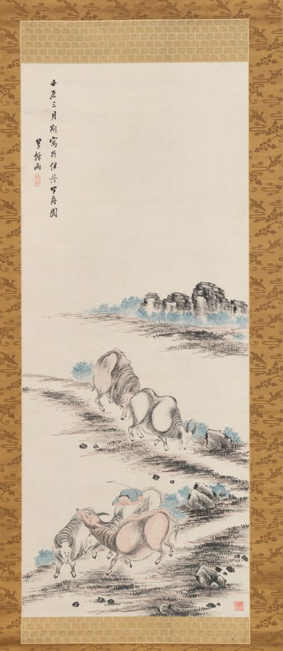 Woły i pastuch, 1832. autorstwa Takahashi Sohei