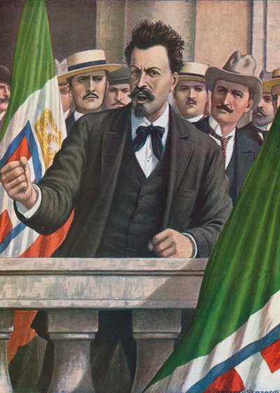 Cesare Battisti żądający, by Włochy zaatakowały Austrię autorstwa Tancredi Scarpelli