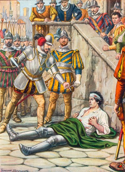Śmierć Francesco Ferruciego po bitwie pod Gavinaną, 3 sierpnia 1530 autorstwa Tancredi Scarpelli