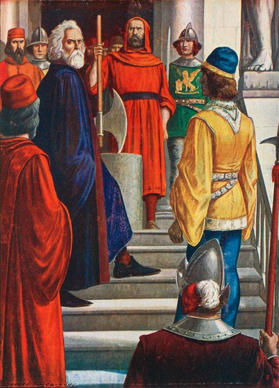Doge Marin Faliero, który próbował zamachu stanu w 1355 i został ścięty autorstwa Tancredi Scarpelli