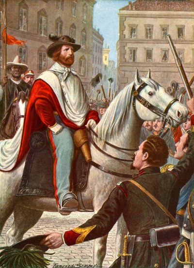 Garibaldi i jego ochotnicy wkraczają, by bronić Rzymu w 1849 r. autorstwa Tancredi Scarpelli