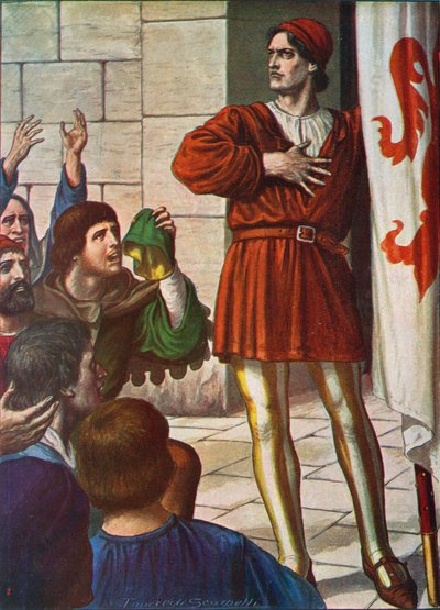 Michele di Lando przed radosnym tłumem, 1378 autorstwa Tancredi Scarpelli
