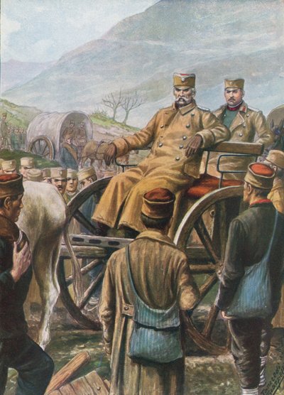 Armia serbska z królem Piotrem zmierza w kierunku Durazzo autorstwa Tancredi Scarpelli