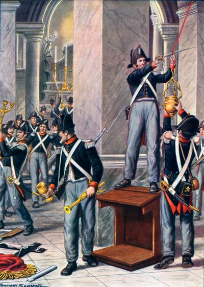 Grabież Ceseny przez żołnierzy papieskich, 1832 autorstwa Tancredi Scarpelli