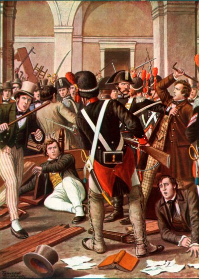Bunt studentów Uniwersytetu Turyńskiego, 1821 autorstwa Tancredi Scarpelli