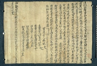 BL.Stein Roll 8820032 „Dziesięć królów świata” („Shi Wang Jing Tu”), strona z Sutry (dyskurs Buddy) Dunhuang (atrament na pergaminie) autorstwa Tang Dynasty Chinese School