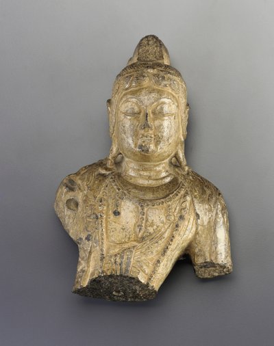 Małe popiersie postaci buddyjskiej autorstwa Tang Dynasty Chinese School