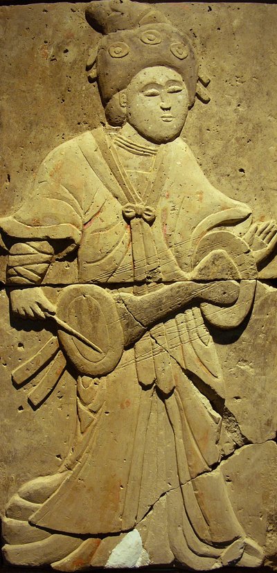Stela z terakoty z muzykiem, Dynastia Tang autorstwa Tang Dynasty Chinese School