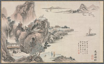 Jeden z ośmiu widoków rzek Xiao i Xiang, 1788. autorstwa Tani Bunch