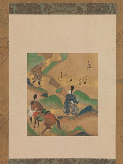Góra Utsu Utsu no yama, z Opowieści Ise Ise monogatari, ca. 1634. autorstwa Tawaraya Sotatsu