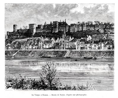 Chinon i rzeka Vienne, Francja, XIX w. autorstwa Taylor