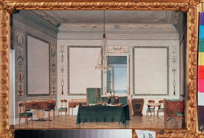 Cesarz Aleksander I (1777-1825) w swoim gabinecie w Pałacu Zimowym (Sankt Petersburg) - Cesarz Aleksander I w swoim gabinecie w Pałacu Zimowym - Praca Czernika, akwarela na papierze autorstwa Tchernik Tchernik