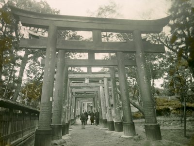 Torii w świątyni Inari w Kioto, około 1900-1915 r. (zdjęcie) autorstwa Teijiro Takagi