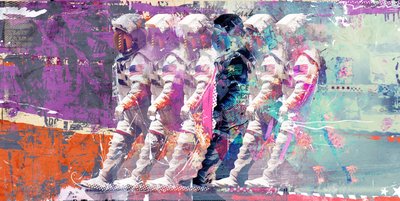 Astronaut Moonwalk, 2014 (media mieszane na płótnie) autorstwa Teis Albers