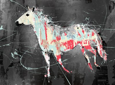 W biegu, 2016 (kolaż na płótnie) autorstwa Teis Albers