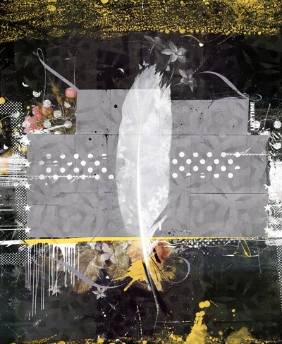 pióro, 2014 (media mieszane na płótnie) autorstwa Teis Albers