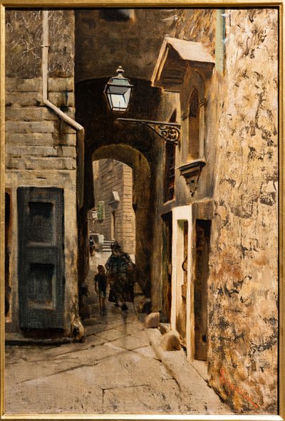 Ulica Cavalieri w Starym Getcie we Florencji, ok. 1882 (olej na płótnie) autorstwa Telemaco Signorini