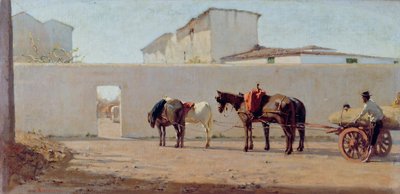 Pewnego wiosennego poranka. Biała ściana, ok. 1867 (olej na płótnie) autorstwa Telemaco Signorini