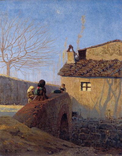 Piagentina. Most na rzece Affrico, ok. 1861-62 (olej na płótnie) autorstwa Telemaco Signorini