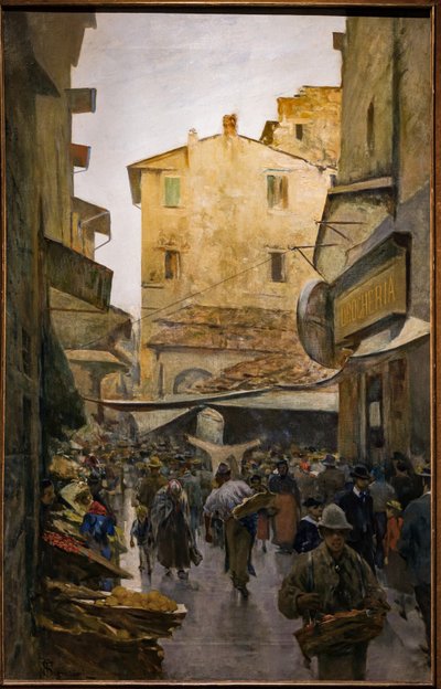 Stary Rynek od ulicy Degli Speziali, ok. 1882 (olej na płótnie) autorstwa Telemaco Signorini