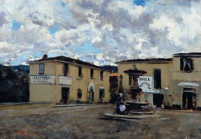 Plac w Settignano, ok. 1889 (olej na płótnie) autorstwa Telemaco Signorini