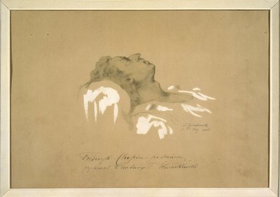 Fryderyk Chopin (1810-1849) na łożu śmierci par Kwiatkowski, Teofil (1809-1891). Tusz, gwasz, grafit na papierze autorstwa Teofil Kwiatkowski