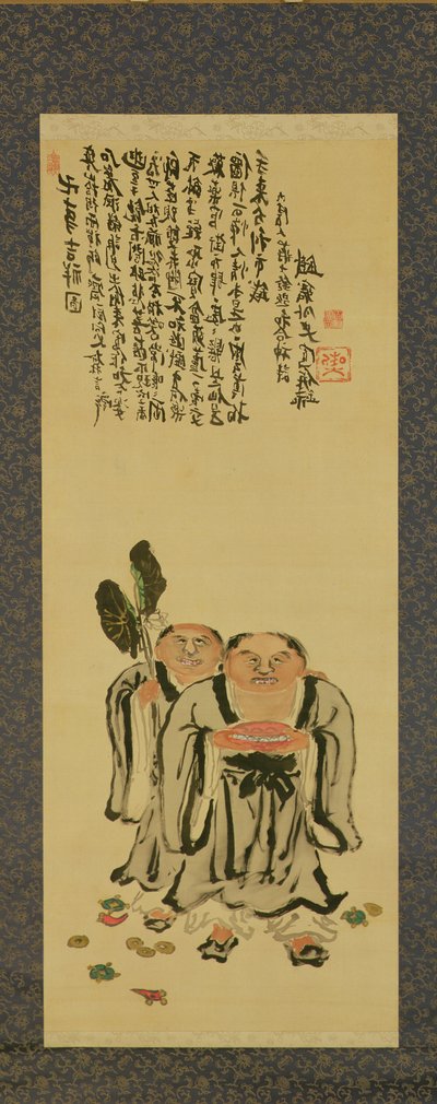Kanzan i Jittoku autorstwa Tessai Tomioka (1836-1924) autorstwa Tessai Tomioka