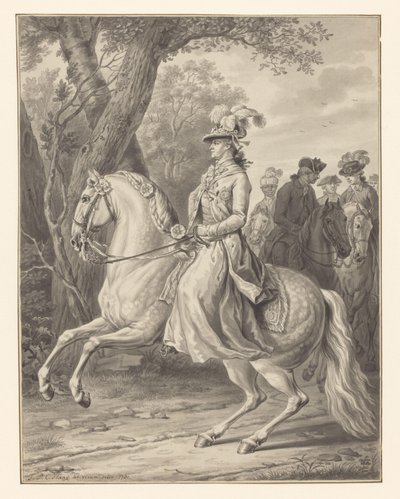 Wilhelmina Pruska, księżna Orańska-Nassau, na koniu autorstwa Tethart Philip Christian Haag (signed by artist)