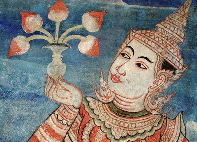 Fragment muralu w laikam Viharn w Wat Phra Singh autorstwa Thai School