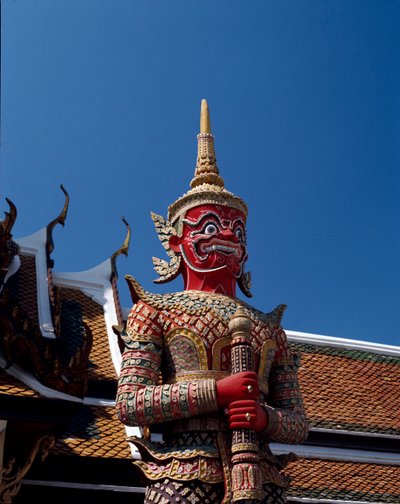 Szczegół diabła trzymającego drzwi autorstwa Thai School
