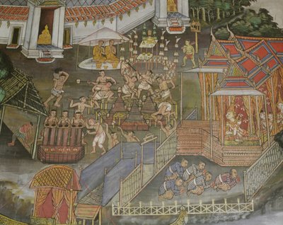 Detal miasta Phitsanulok, Wat Bowonniwet Vihara, Bangkok autorstwa Thai School