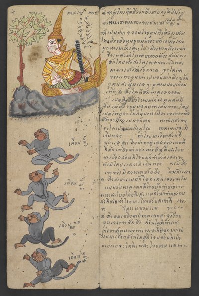 Lub 16455 f.7r, Zwierzęta z Zodiaku, z Phrommachat (pergamin) autorstwa Thai School