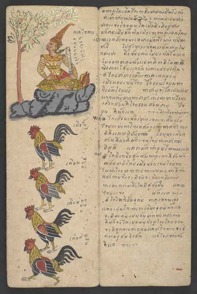Lub 16455 f.9r, Zwierzęta z Zodiaku, z Phrommachat (pergamin) autorstwa Thai School
