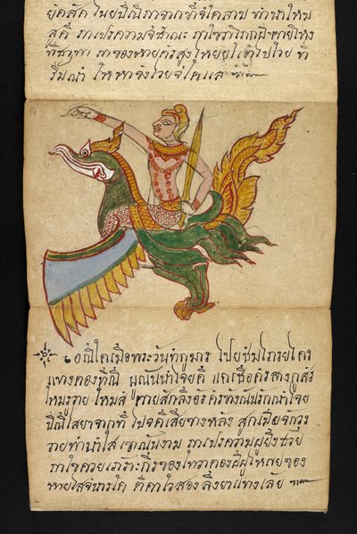 Lub. 16482, f.19 „Satra”  O wróżbiarstwie i poradach dotyczących szczęśliwego i zdrowego życia (książka składana papierowa) autorstwa Thai School