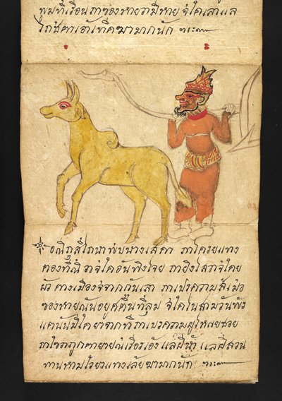 Lub. 16482, f.43 „Satra”  O wróżbiarstwie i poradach dotyczących szczęśliwego i zdrowego życia (książka składana papierowa) autorstwa Thai School