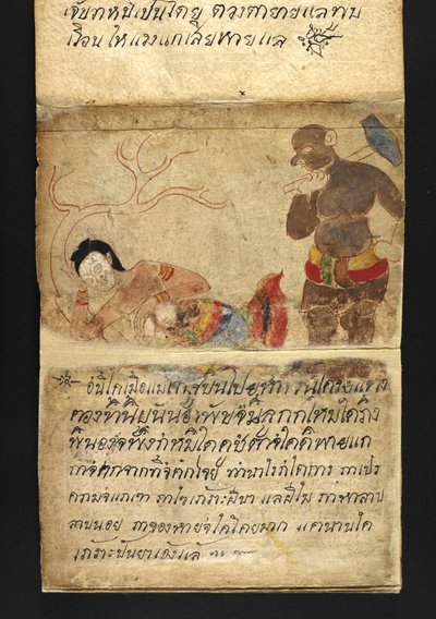 Lub. 16482, f.48 „Satra”  O wróżbiarstwie i poradach dotyczących szczęśliwego i zdrowego życia (książka składana papierowa) autorstwa Thai School