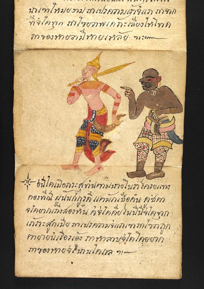 Lub. 16482, f.55 „Satra”  O wróżbiarstwie i poradach dotyczących szczęśliwego i zdrowego życia (książka składana papierowa) autorstwa Thai School