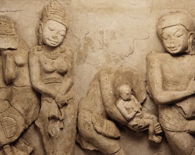 Relief, z Chedi Chula Pathom, Szkoła Dwaravati (stiuk) autorstwa Thai School