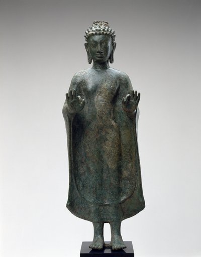 Stojący Budda, koniec VIII wieku (brąz) autorstwa Thai School