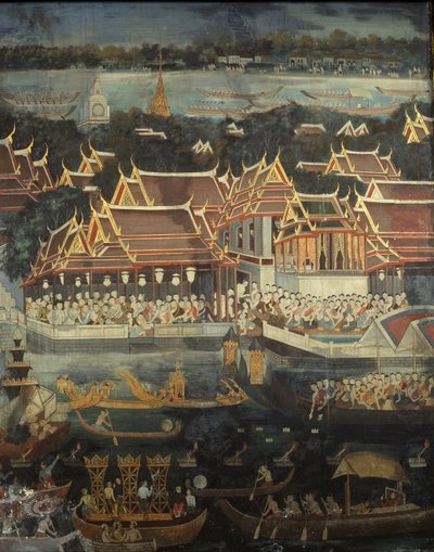 Festiwal Loy Krathong, 1864 (malarstwo ścienne) autorstwa Thai School
