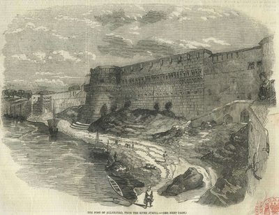 Fort Allahabad od strony rzeki Jumna. autorstwa The Illustrated London News
