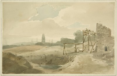 Stary wóz strażacki używany przy wykopywaniu nowego cięcia (między Ropewalk a Clift House) (ołówek i akwarela na papierze) autorstwa The Rev. John Eagles