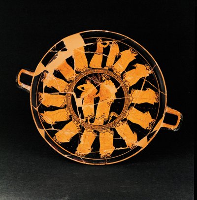 Centralny medalion: Dionizos obsługiwany przez chłopca ... autorstwa The Triptolemos Painter